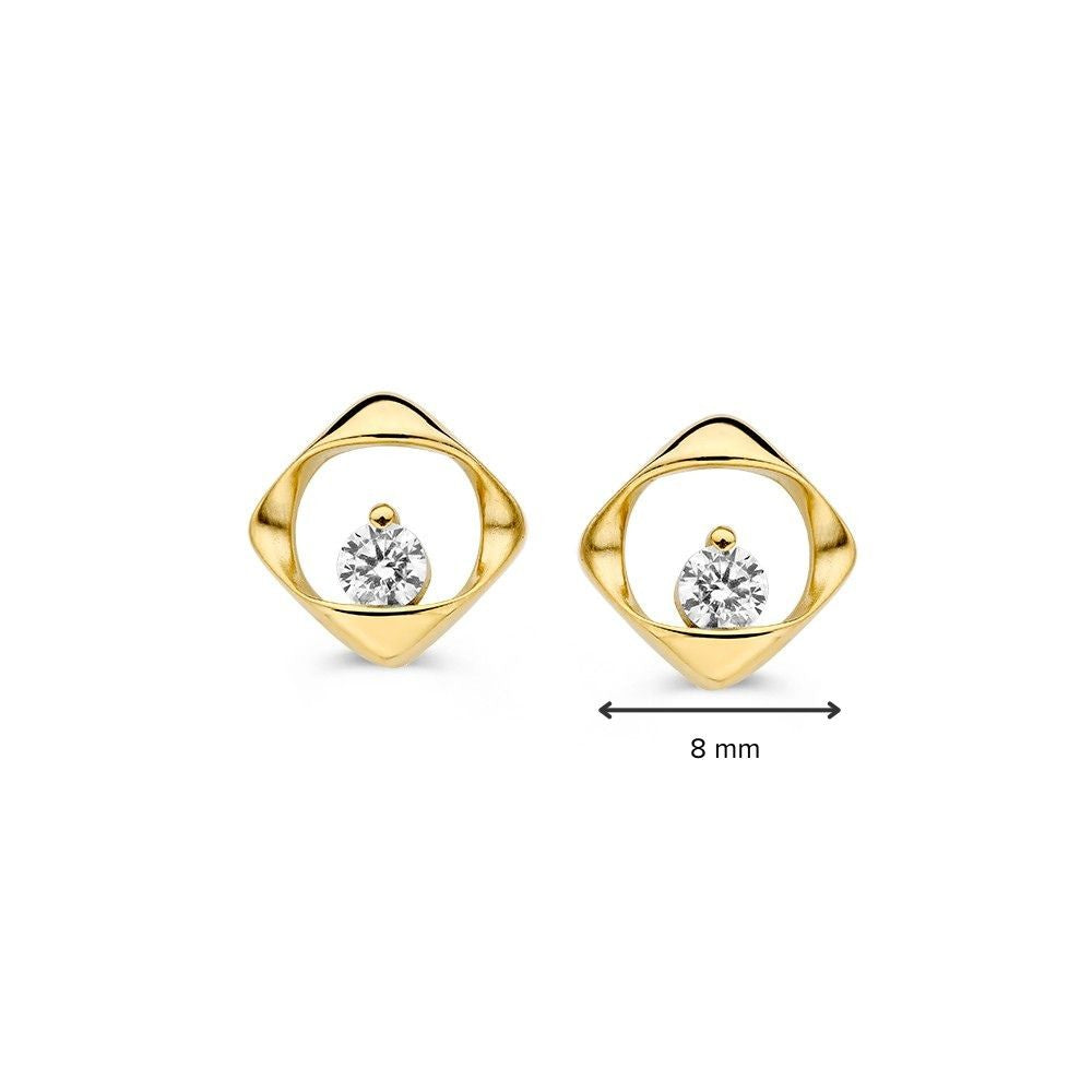 Orecchini a perno oro giallo zirconia