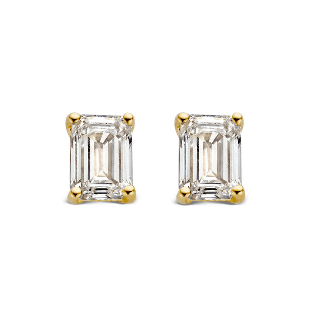 Orecchini in oro giallo con diamanti taglio smeraldo da 1,00 crt.