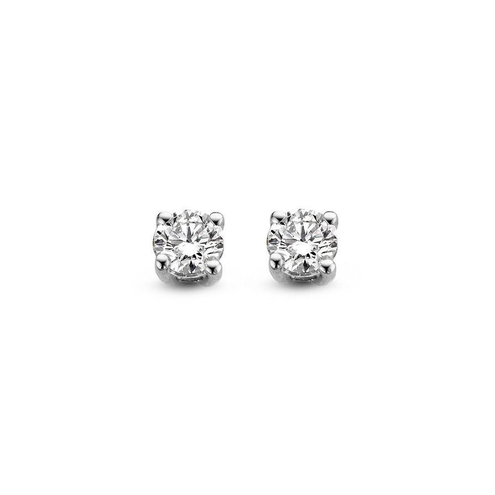 Orecchini a bottone Olivia 0,20 ct oro bianco