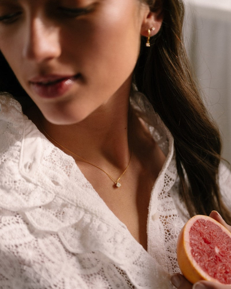 Orecchini a bottone Olivia 0,20 ct oro bianco
