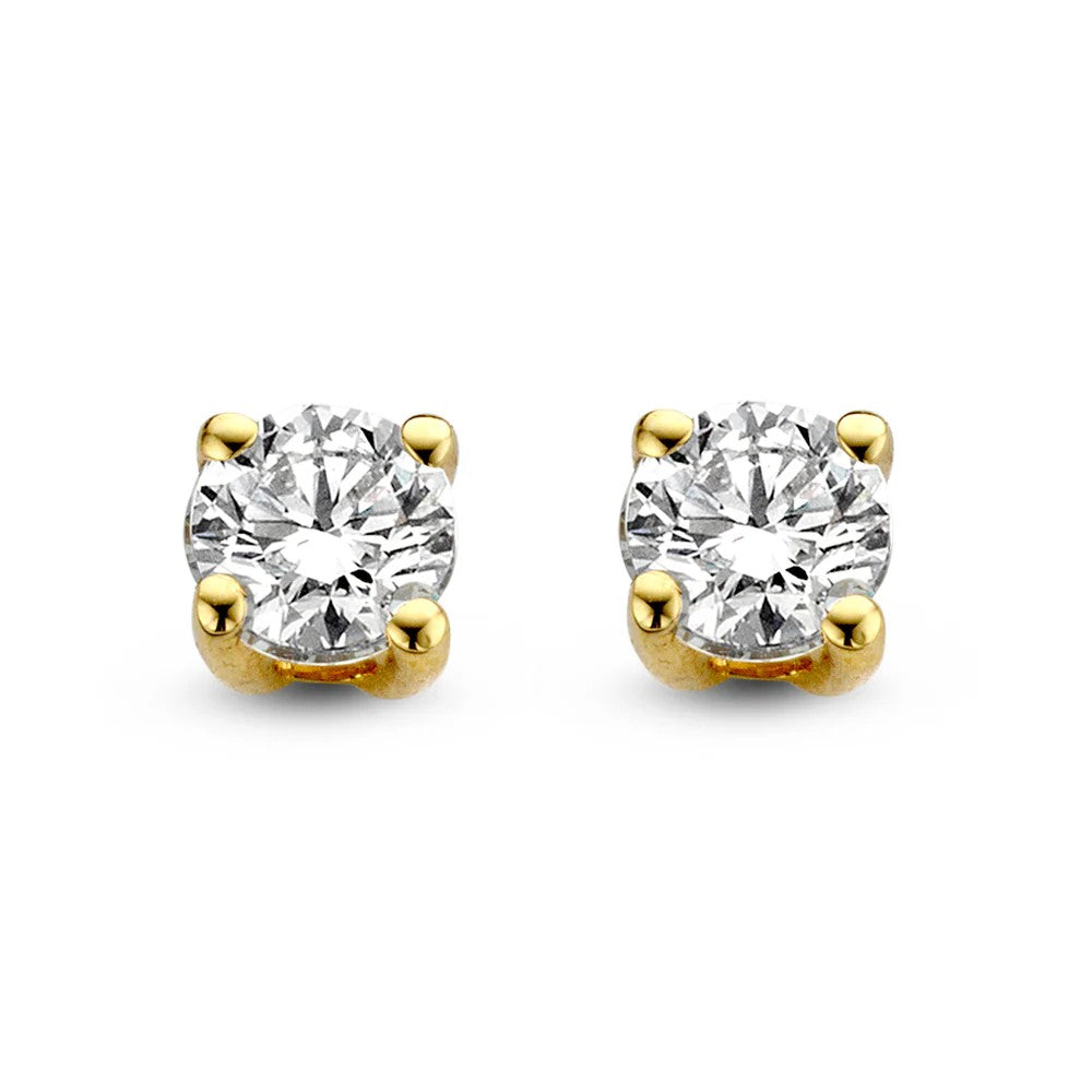 Orecchini in oro giallo con diamanti da 1,00 carato, design classico.