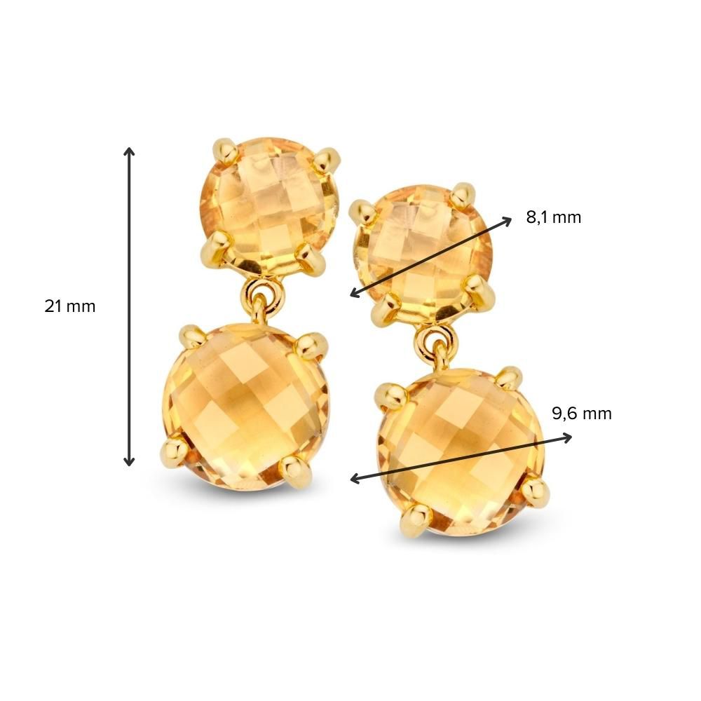 Orecchini a Perno in Oro Giallo con Citrino – Splendido Accento Arancione per Donna