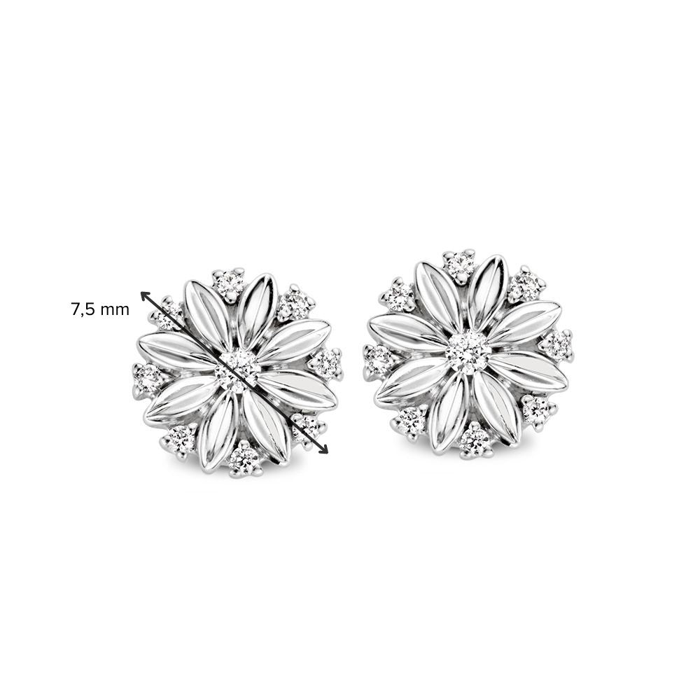 Orecchini a perno in oro bianco con diamante – 14 carati, taglio brillante, lusso discreto