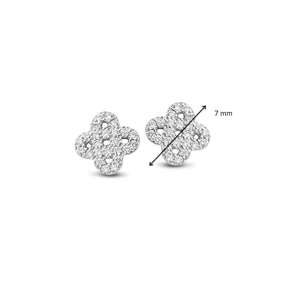 Orecchini a Perno in Oro Bianco con Diamante – 14 Carati, 0.14 ct Brillante