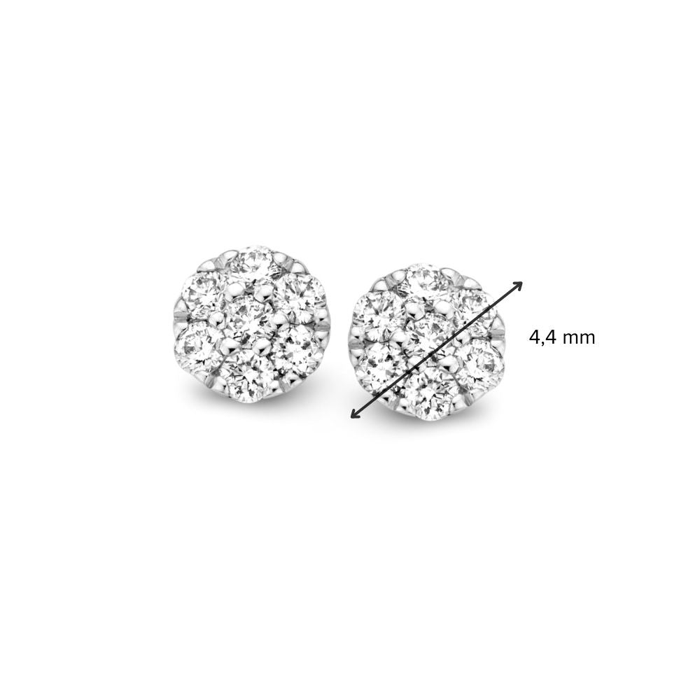 Orecchini a Lobo in Oro Bianco con Diamante in Incastonatura Entourage – 14 Carati, 0.19 ct Brillante