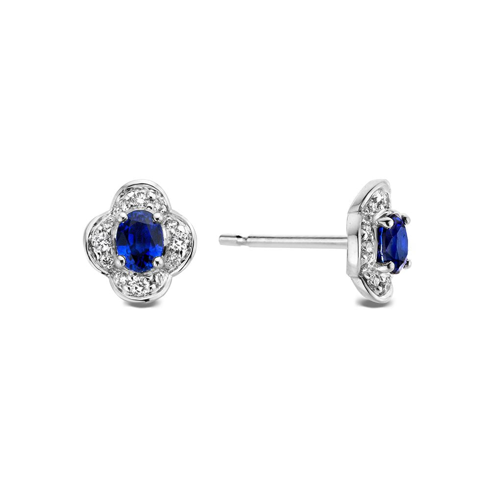 Orecchini 14K da Donna di Van der Kooij, 0,70 ct Zaffiro, 0,12 ct Diamante