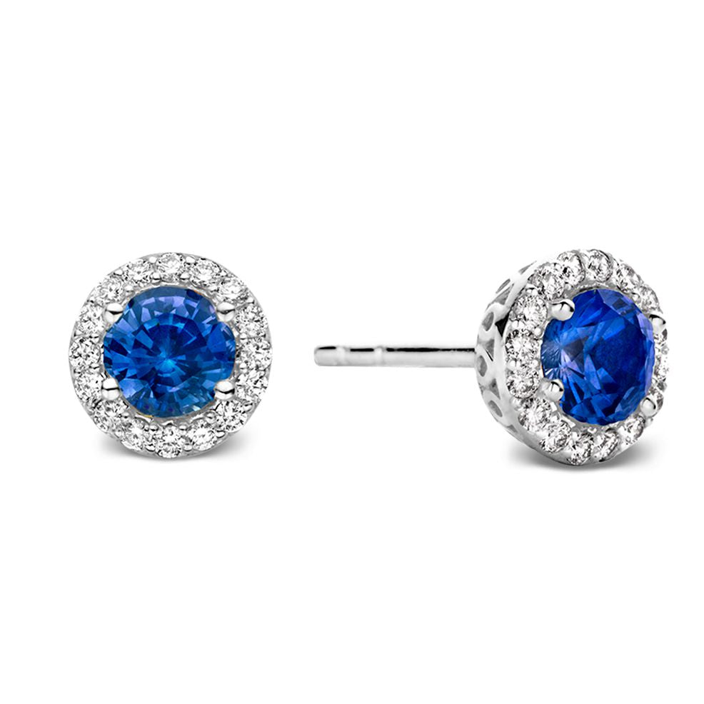 Anello in Oro Bianco 18kt con Zaffiro Blu e Diamante – Gioiello di Lusso Van der Kooij
