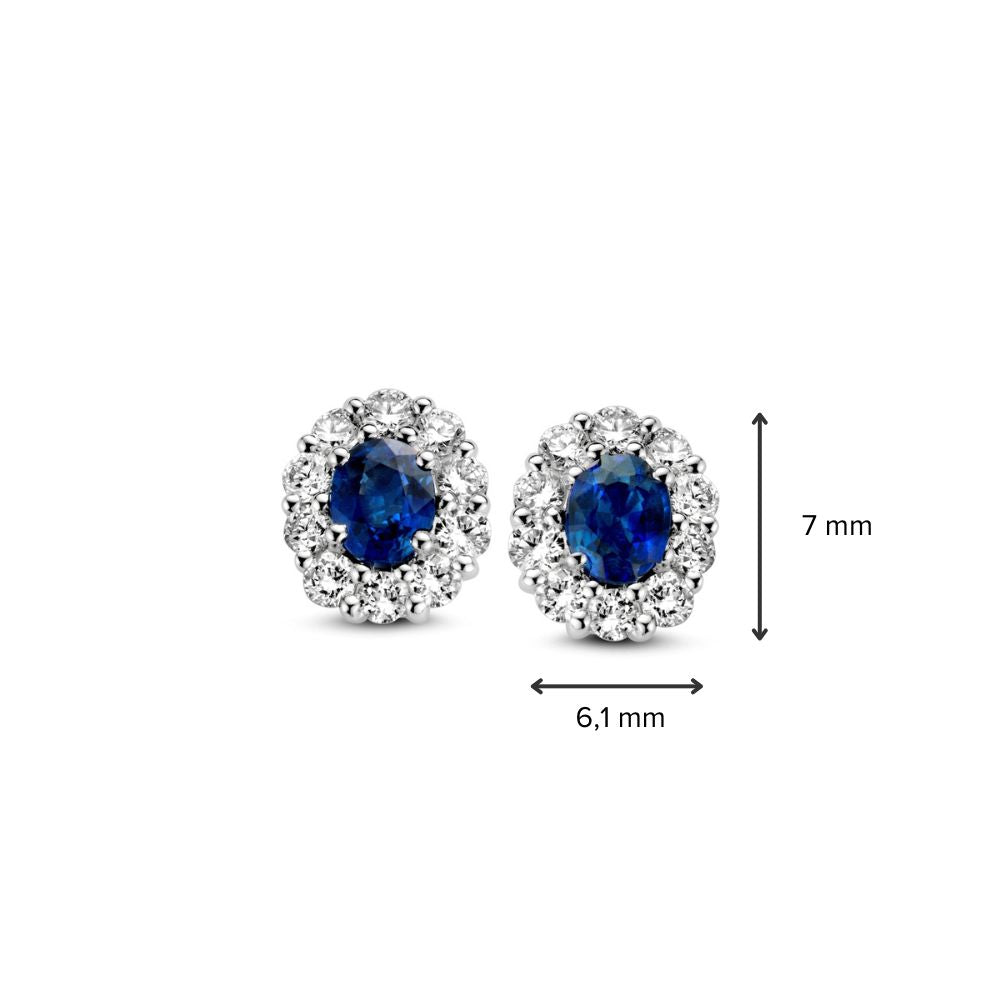Orecchini a Perno con Zaffiro e Diamante in Oro Bianco 14K – Entourage di Lusso