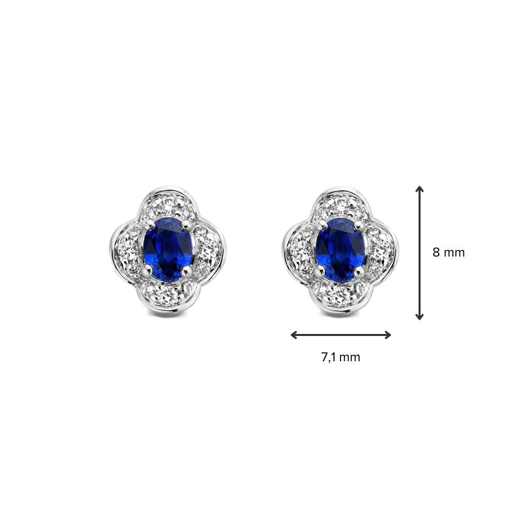 Orecchini 14K da Donna di Van der Kooij, 0,70 ct Zaffiro, 0,12 ct Diamante