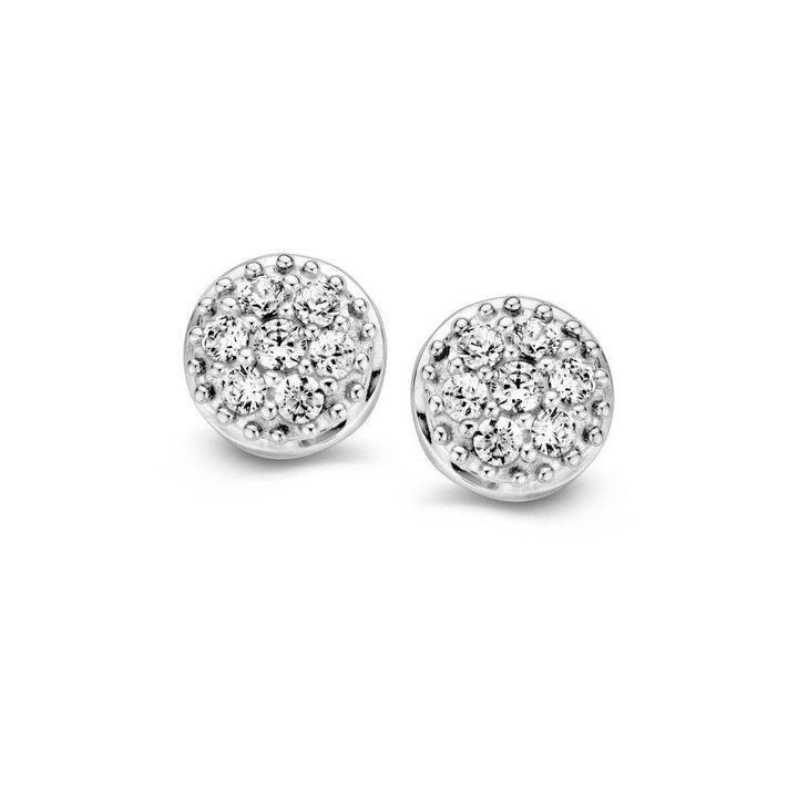 Witgouden Oorstekers met Zirkonia – 14K Oorbellen voor Dames, 7 mm Diameter