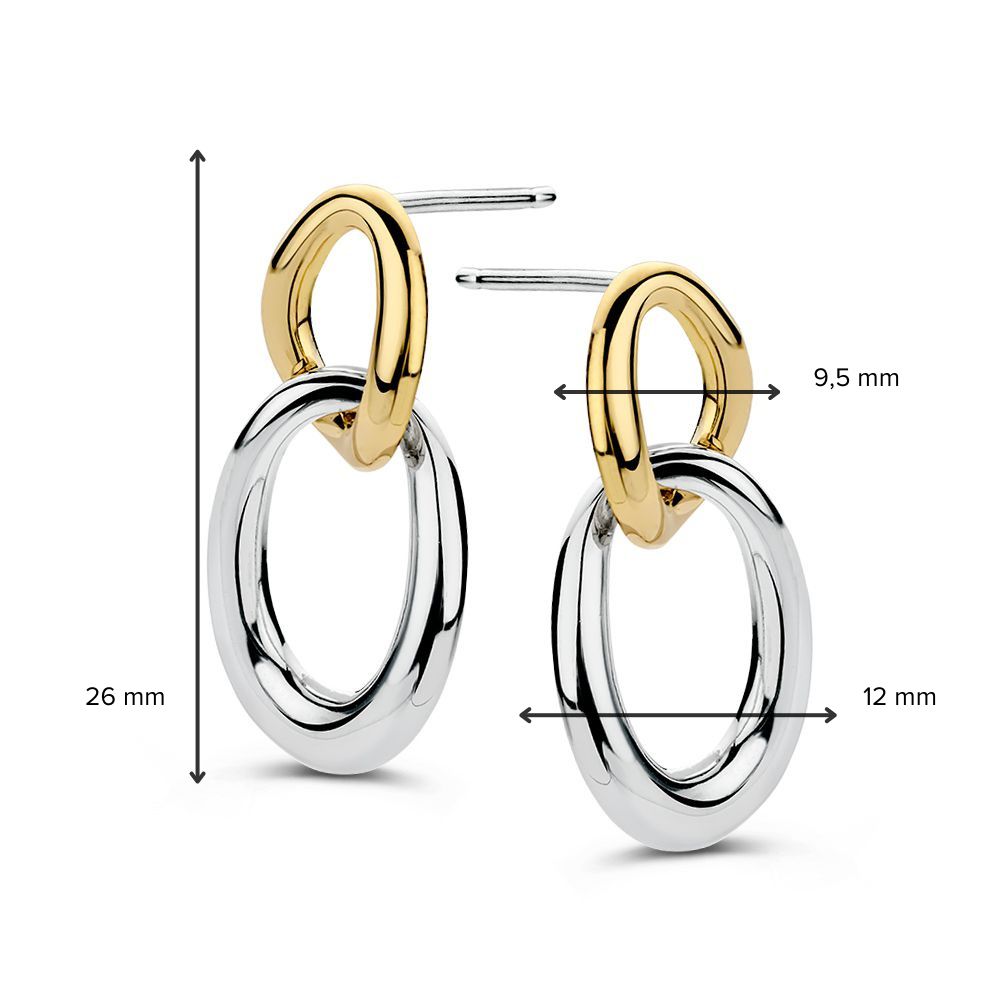 Orecchini a Perno in Argento con Maglie in Oro Giallo – Orecchini Vistosi da Donna, 26 mm