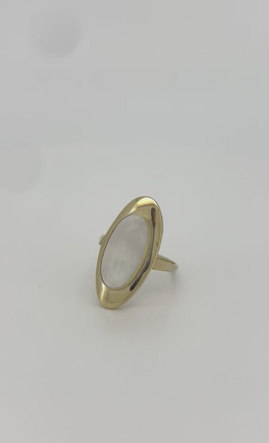 anello vintage in oro con pietra di luna 14k 3.3gr