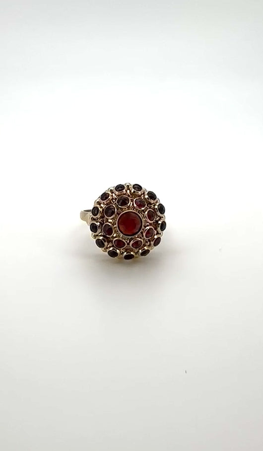 anello vintage in oro con granato 14k 4,6gr
