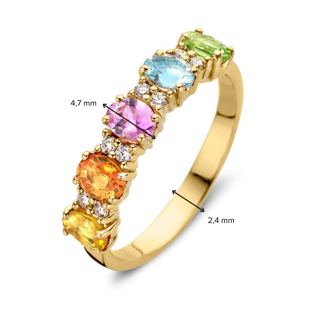 Anello in Oro Rosa 18kt con Zaffiri Rainbow e Brillanti – Gioiello di Lusso Van der Kooij