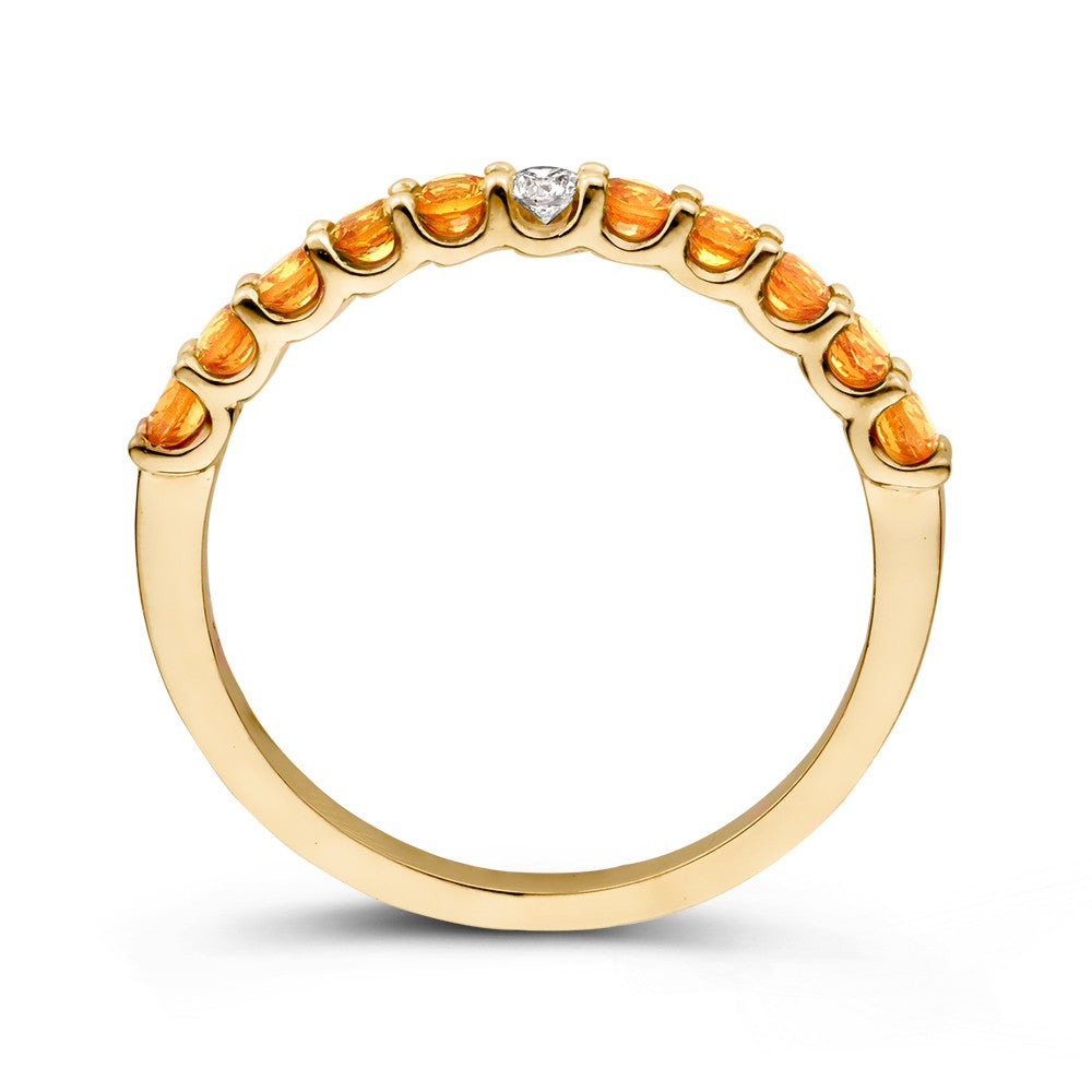 Anello in Oro Giallo 18kt con Zaffiri Arancioni e Brillante Bianco – Van der Kooij Esclusivo