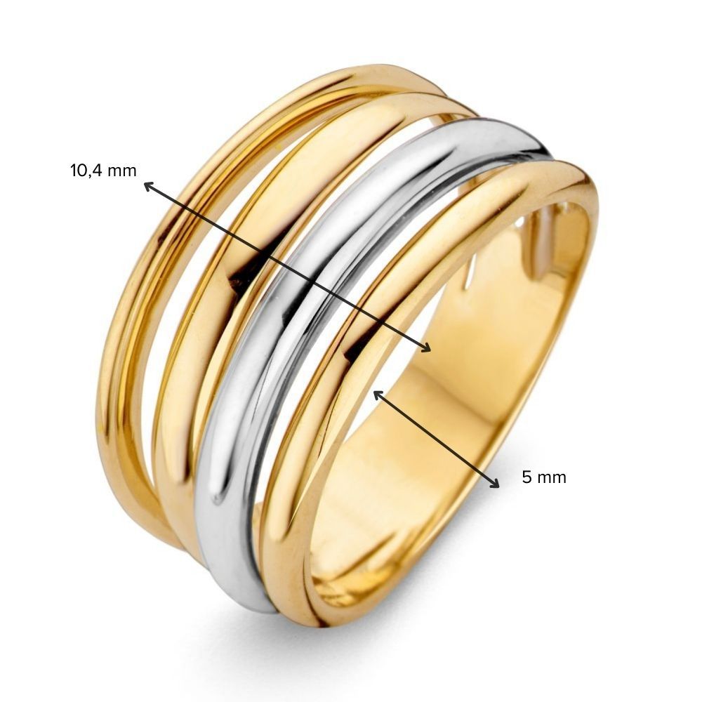 Anello da Donna in Oro Giallo/Bianco 14 Carati – Larghezza 10,4 mm