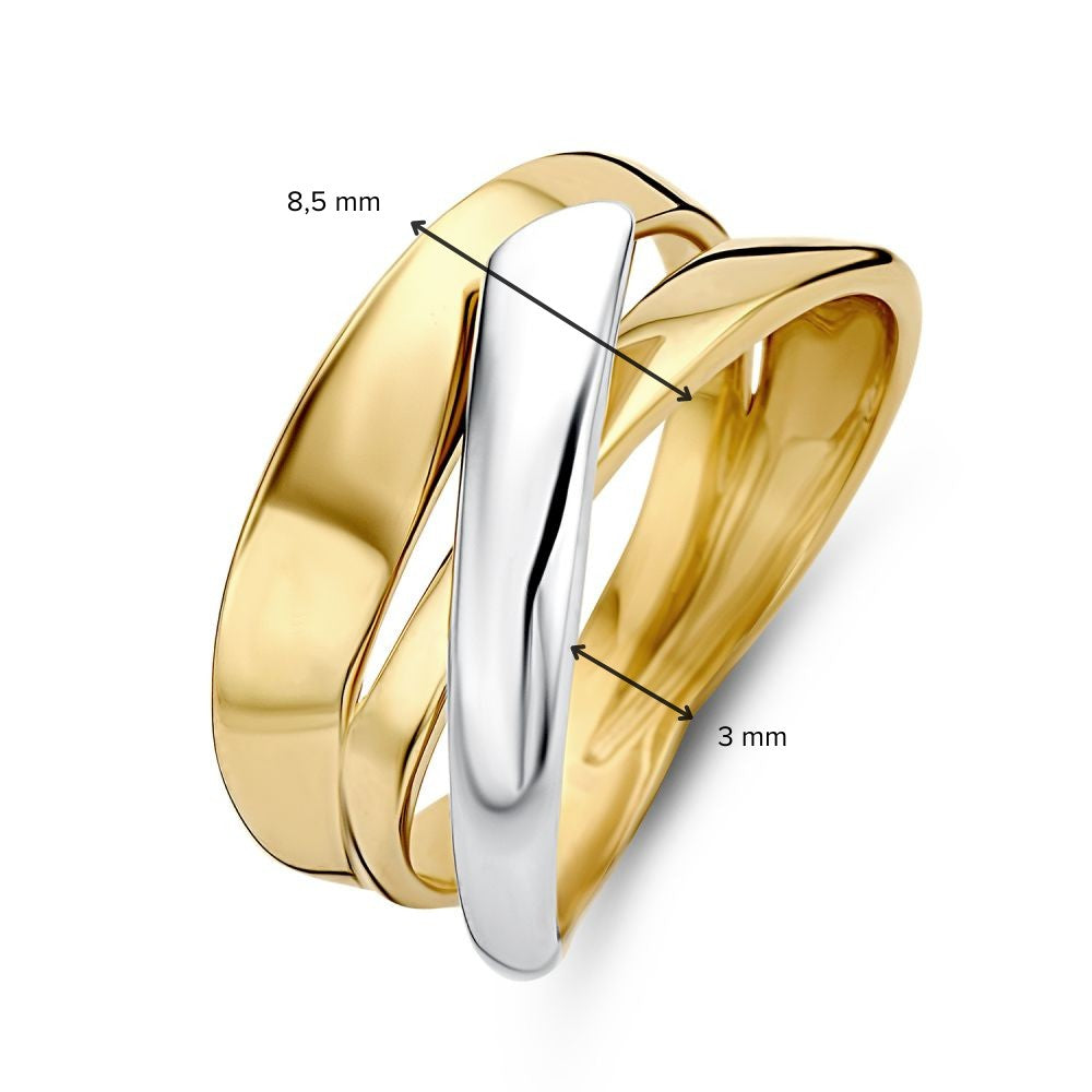 Anello da Donna Bicolore 14 Carati in Oro Giallo e Oro Bianco