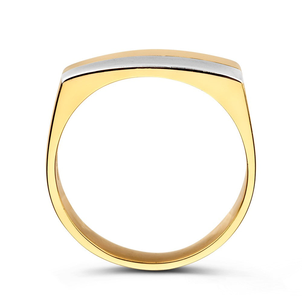 Anello da Uomo Bicolore in Oro Bianco e Giallo – Design Elegante e Robusto