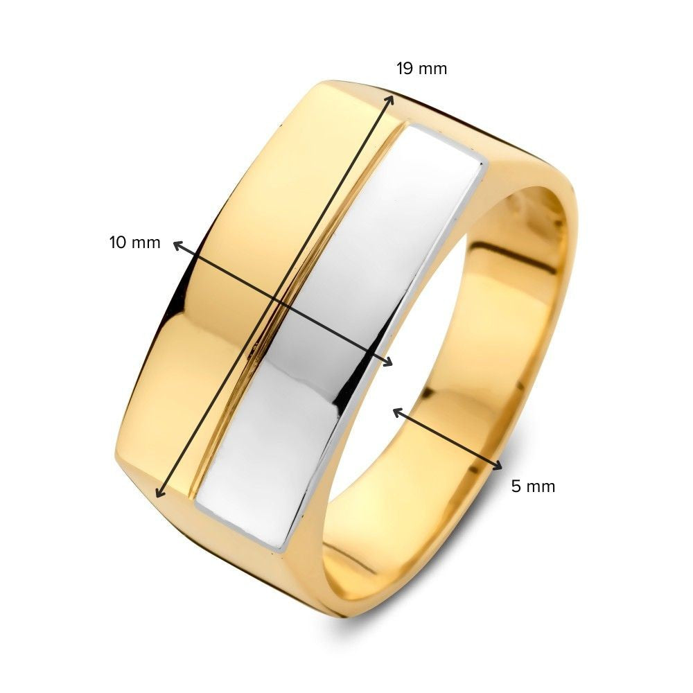 Anello da Uomo Bicolore in Oro Bianco e Giallo – Design Elegante e Robusto