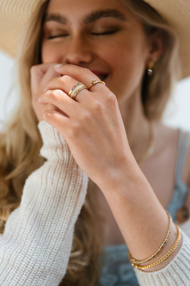 Anello da Donna in Oro Bicolore 14 Carati con Diamante Taglio Brillante