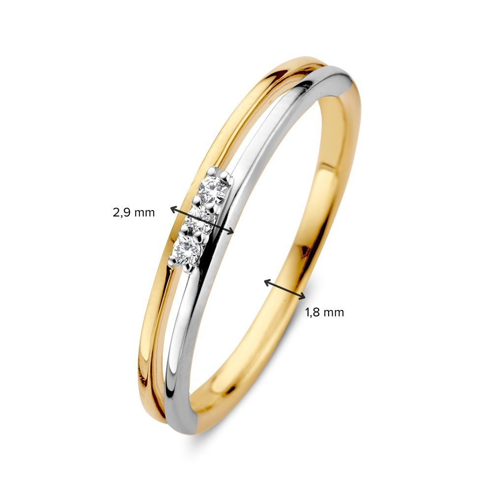 Anello in oro bicolore 14 carati con diamante