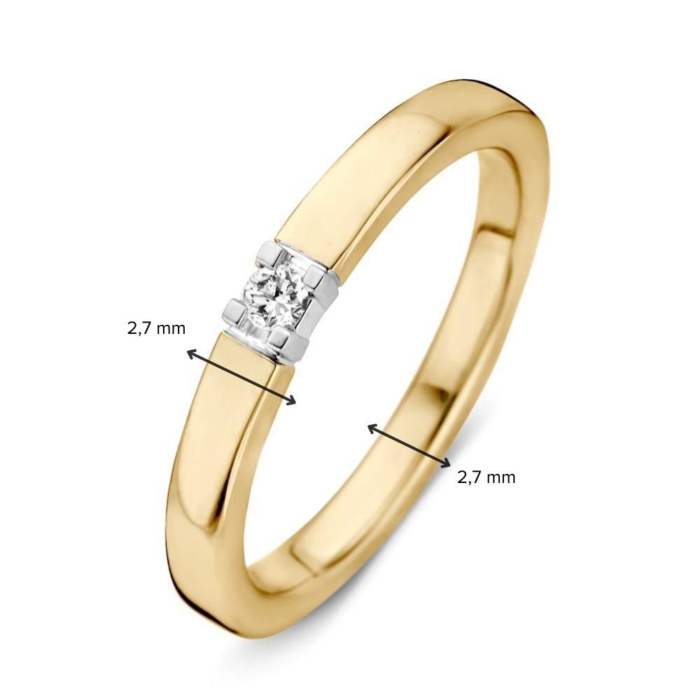Anello da Donna Bicolore in Oro Bianco e Giallo 14kt con Diamante Brillante da 0.05ct