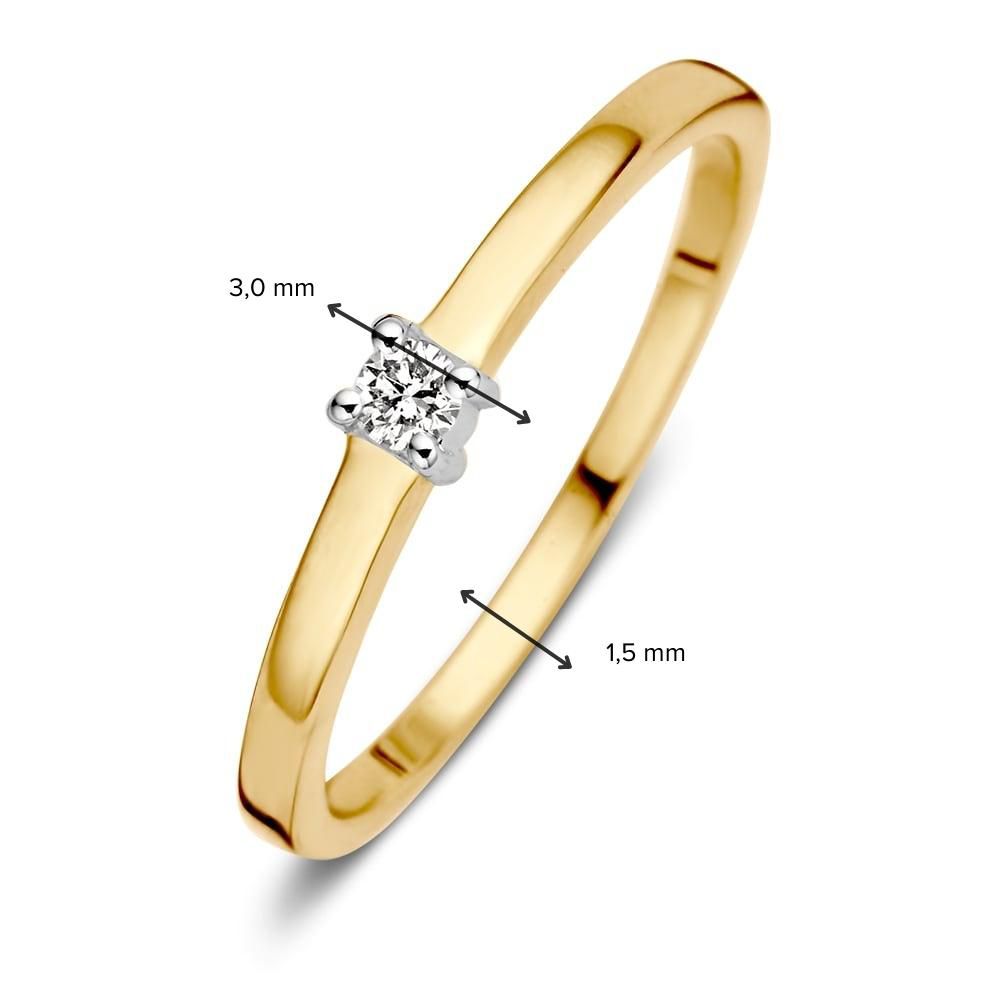 Anello da Donna in Oro Bicolore 14 Carati con Diamante Taglio Brillante