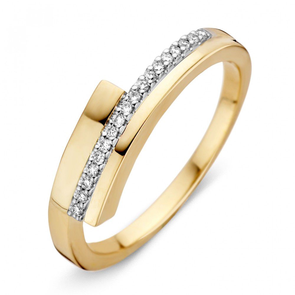 Anello in oro bicolore da donna con diamanti taglio brillante.