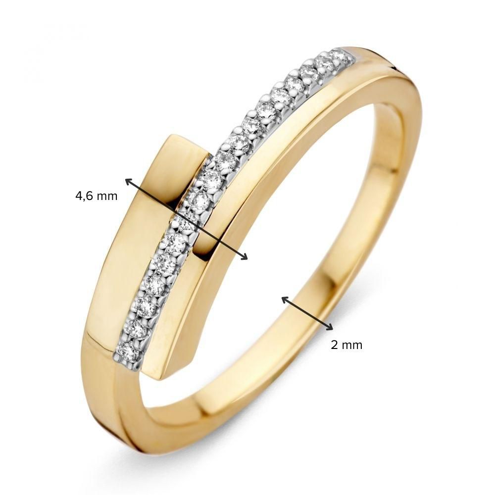 Anello da Donna Bicolore in Oro 14 Carati con Diamanti Taglio Brillante