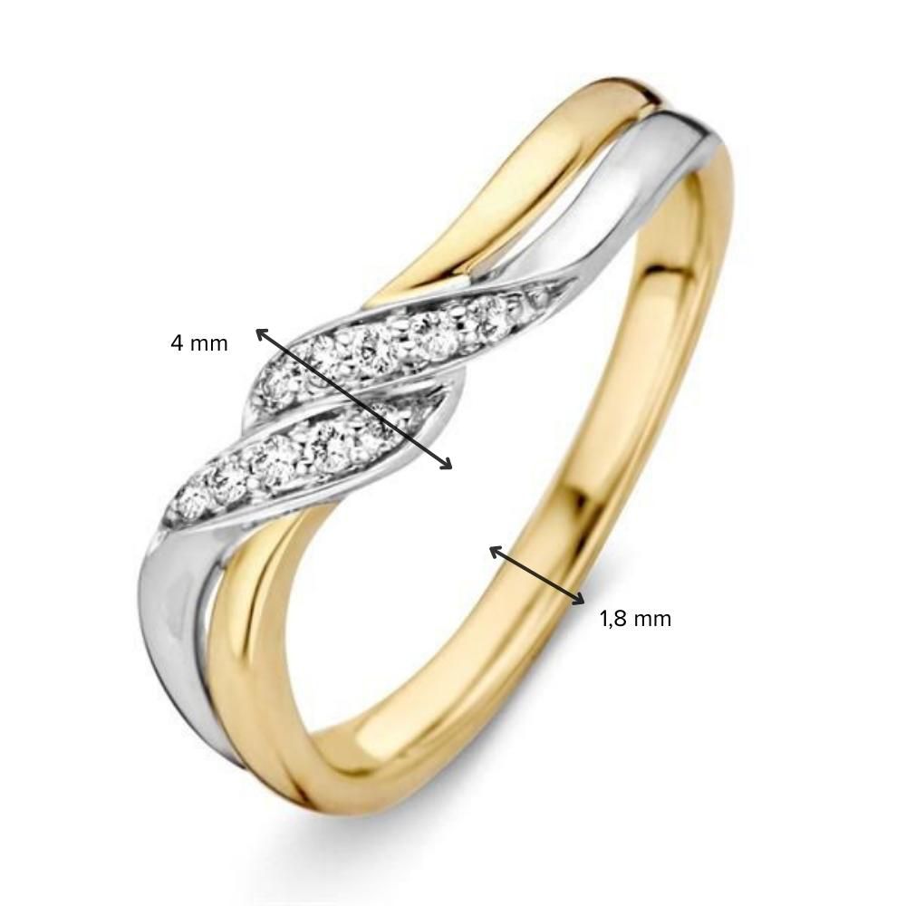 Anello Bicolore in Oro 14 Carati con Diamante Brillante – Eleganza per Donna
