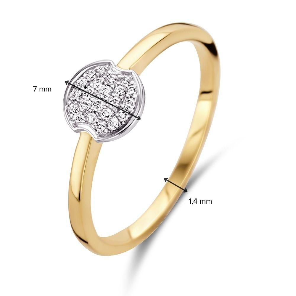 Anello in Oro 14 Carati con Diamanti Pavé in Oro Bianco