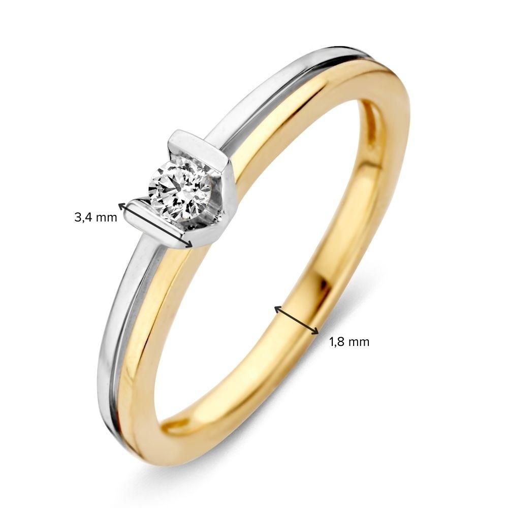 Anello da Donna Bicolore in Oro 14 Carati con Diamanti Taglio Brillante