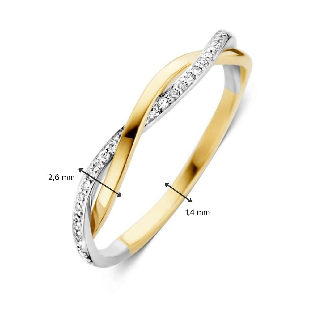 Anello in oro bicolore 14 carati con diamanti taglio brillante