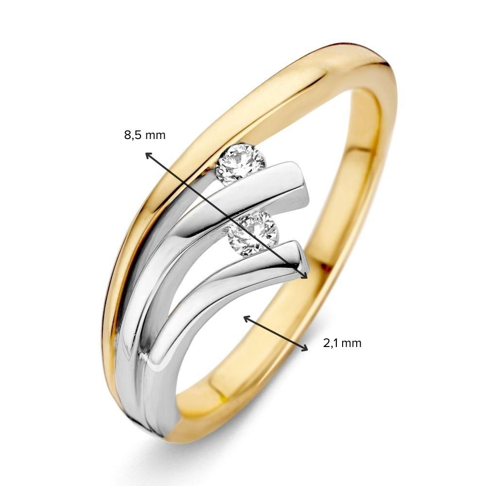 Anello da Donna Bicolore in Oro 14 Carati con Diamanti Taglio Brillante