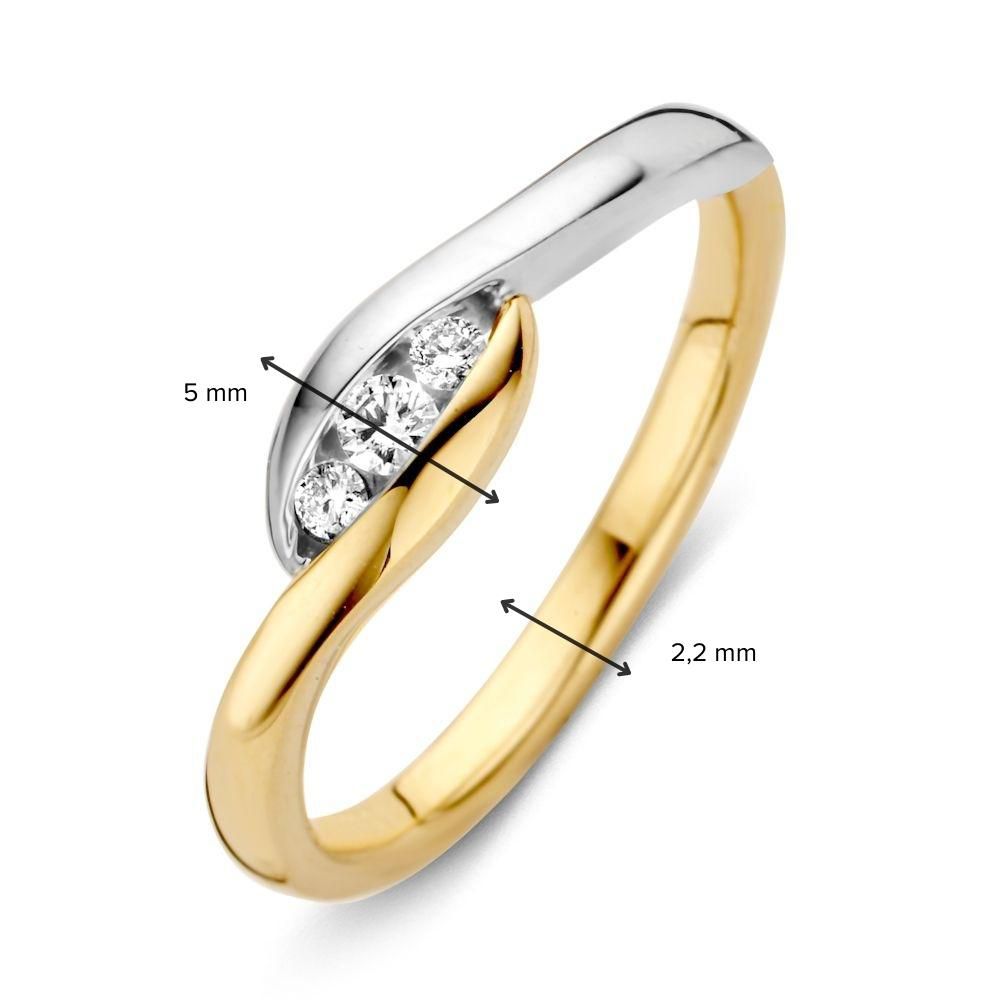 Anello da Donna in Oro Bicolore 14 Carati con Diamanti Taglio Brillante