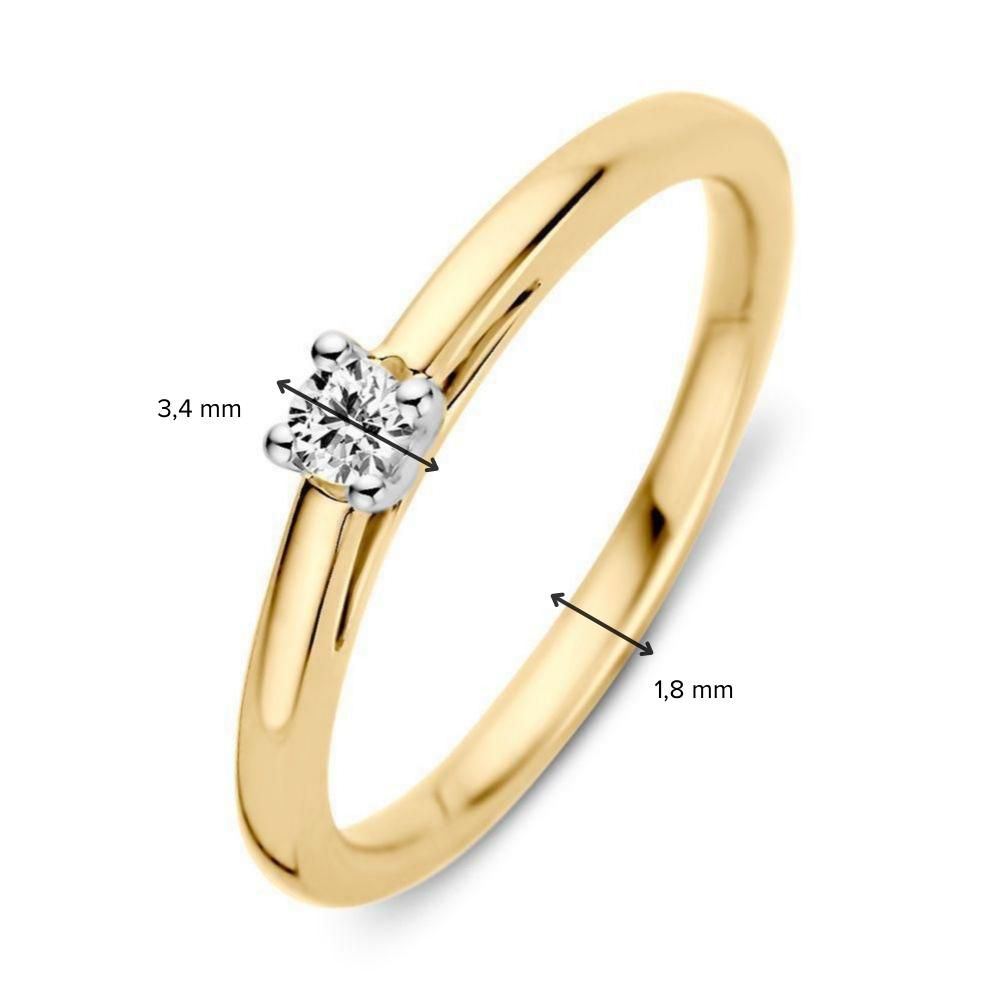 Anello in oro bicolore 14 carati con diamanti taglio brillante