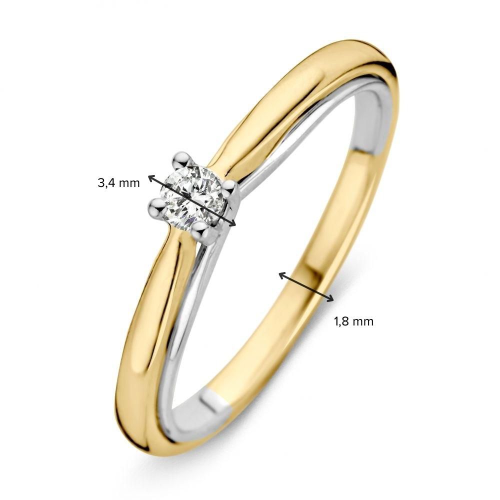 Anello in oro bicolore 14 carati con diamanti taglio brillante