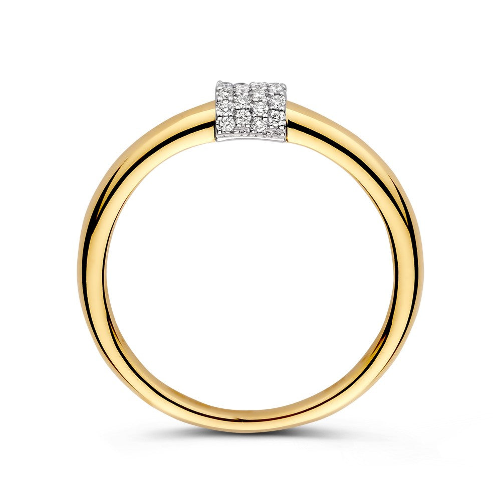 Anello in Oro 14kt con Diamante 0.10ct – Elegante Oro Giallo/Bianco