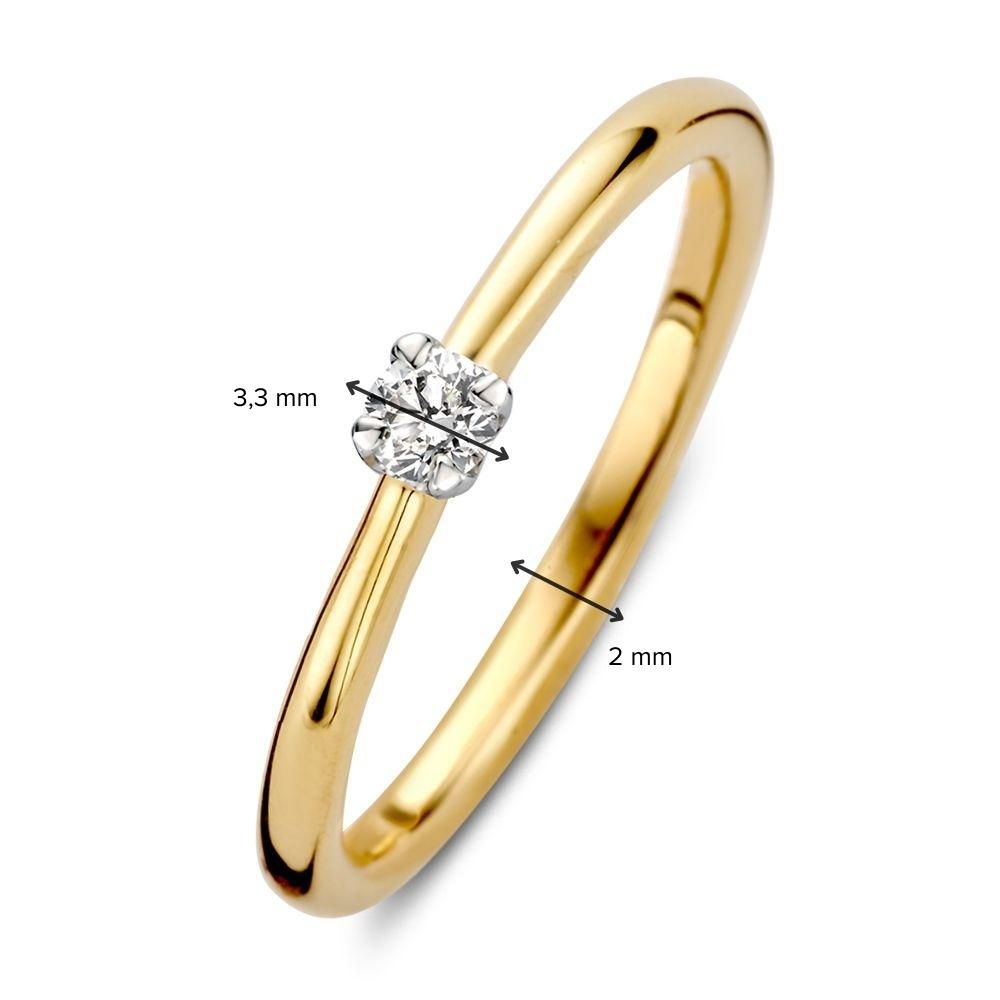 Solitario Bicolore Oro Giallo e Bianco 14 Carati con Montatura a Tulipano e Diamante