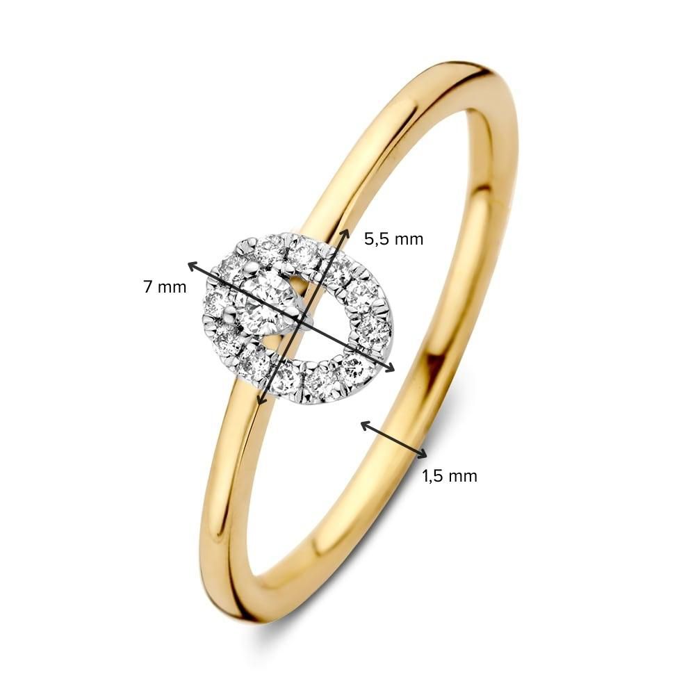 Anello in Oro Giallo e Bianco 14 Carati con Diamanti Taglio Brillante
