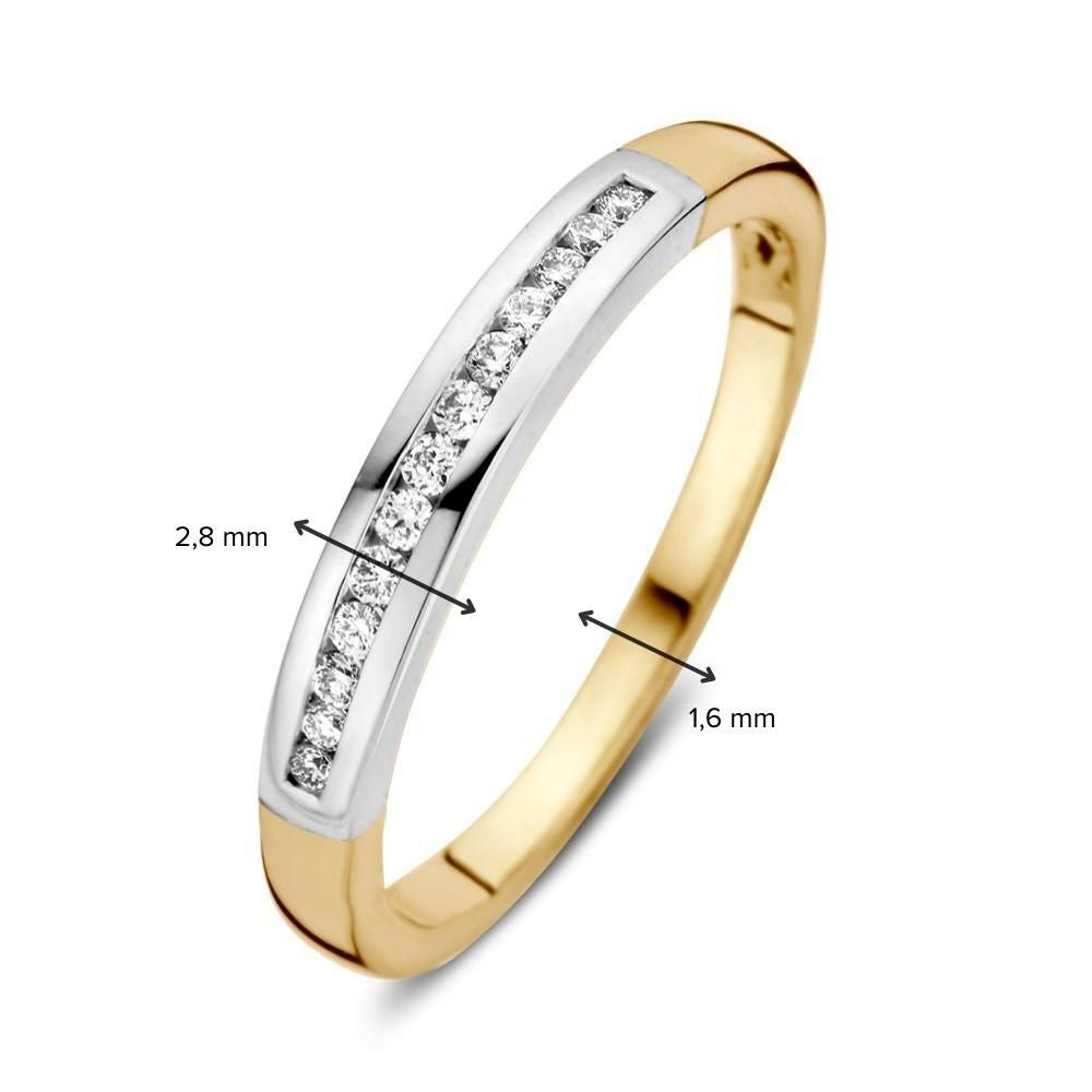 Anello da donna bicolore in oro giallo e bianco con diamante da 0,12 ct