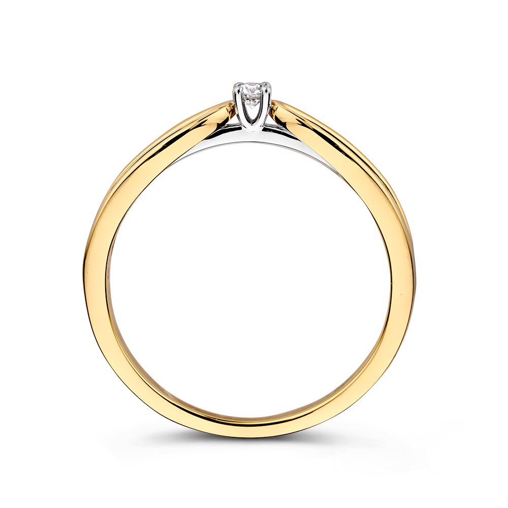 Anello Bicolore in Oro Giallo e Bianco 14kt con Diamanti – Elegante Anello da Donna con Pietra Centrale Distintiva