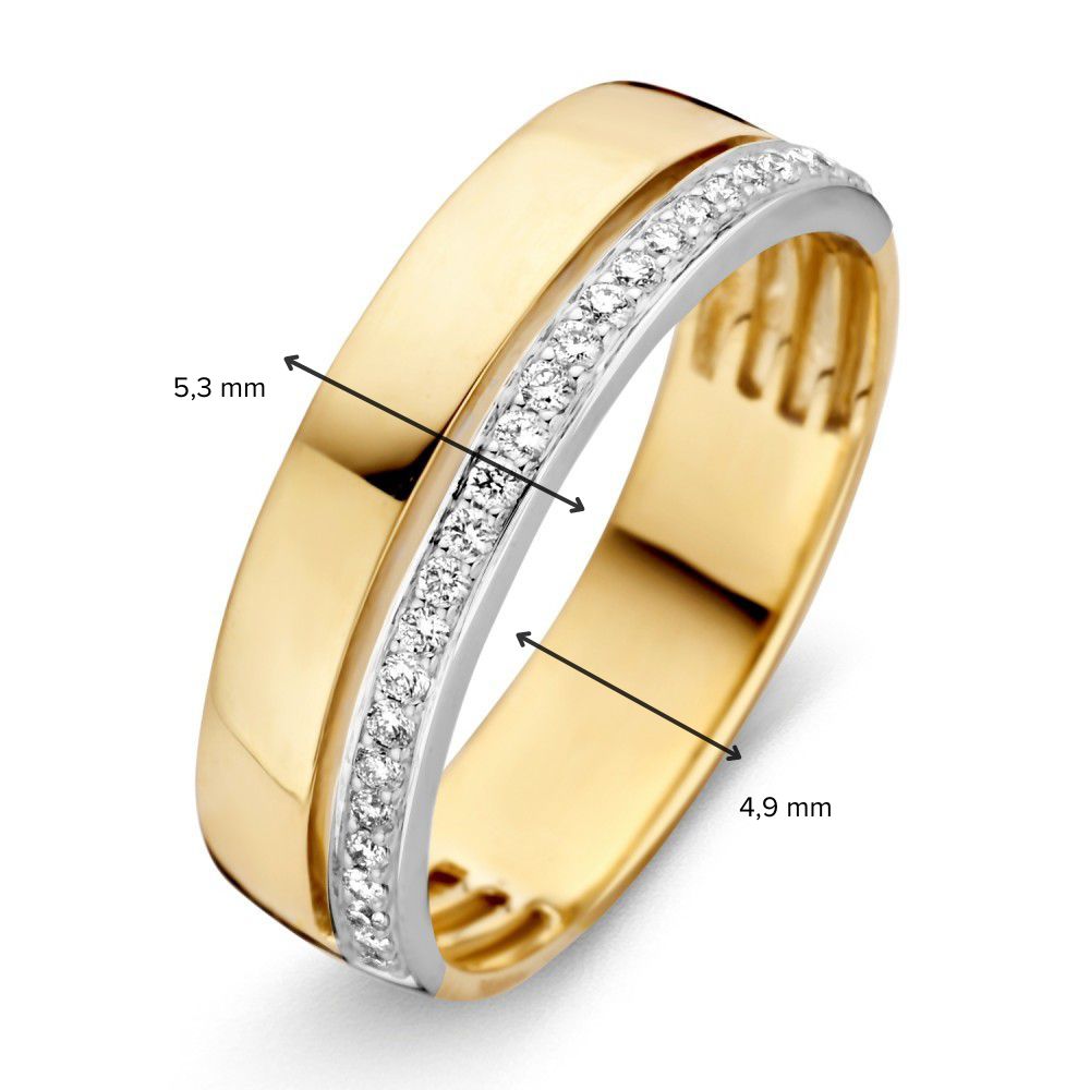 Anello da Donna in Oro Giallo e Bianco 14K con Diamante Brillante da 0.15 ct