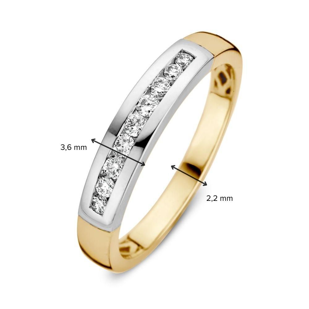 Anello Bicolore in Oro con Brillante in Incastonatura a Binario – 0.20 Carati
