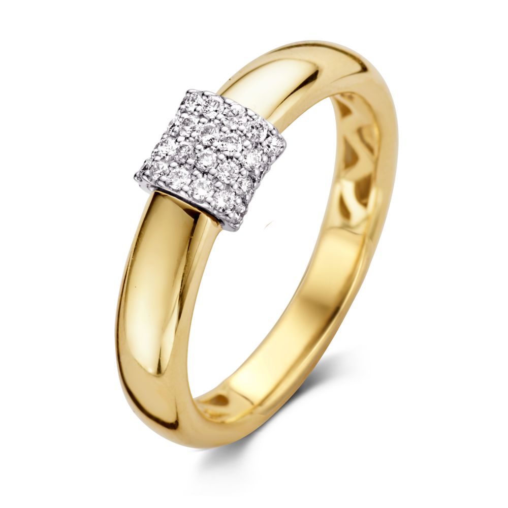 Anello bicolore da donna con diamanti, 0.21 crt, finitura lucida e design elegante.