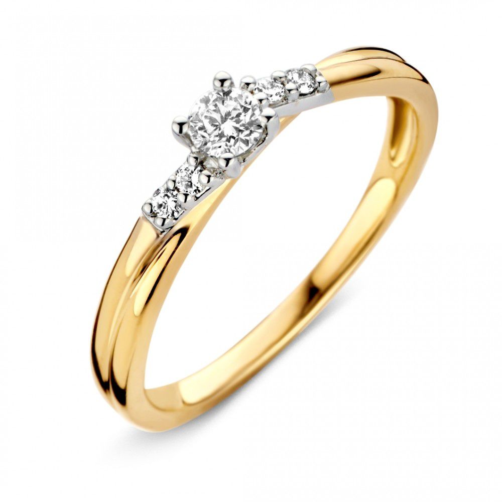 Anello bicolore elegante da donna con diamante brillante – 0,22 crt.
