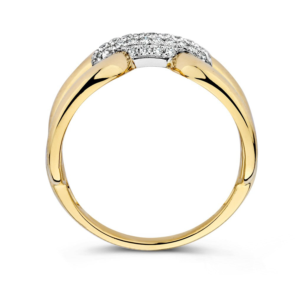 Anello Bicolore in Oro Giallo e Bianco con Diamante Brillante – 0,22 ct