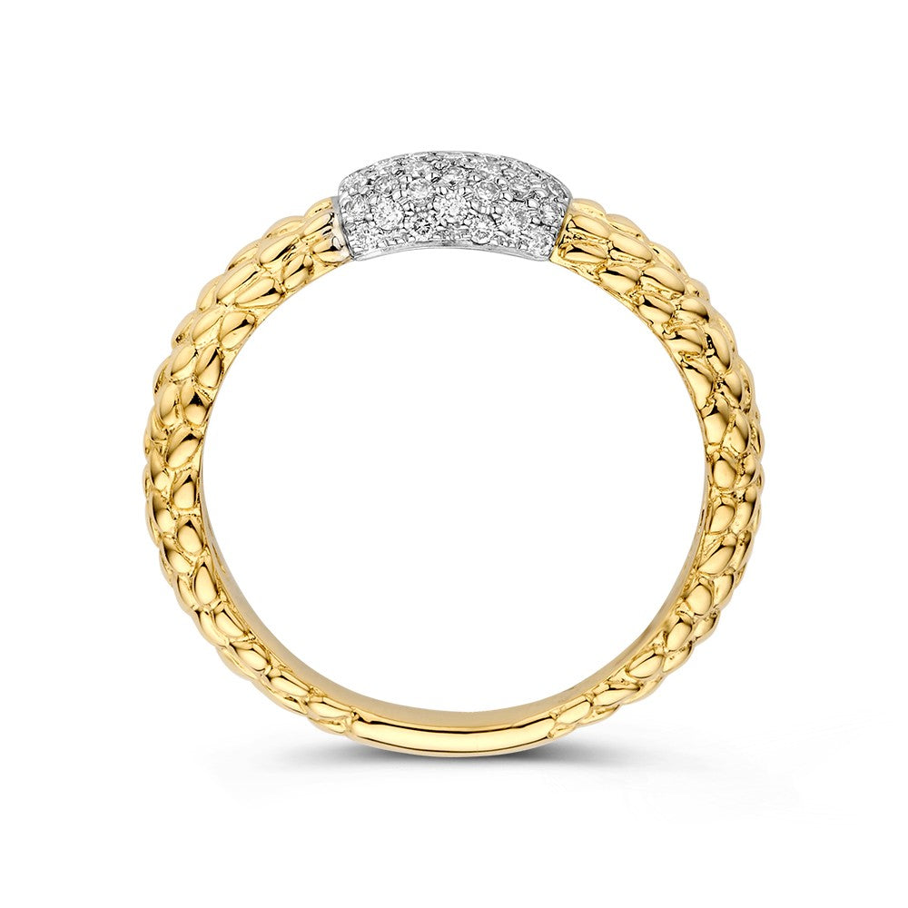 Anello bicolore brillante 0.22 crt.
