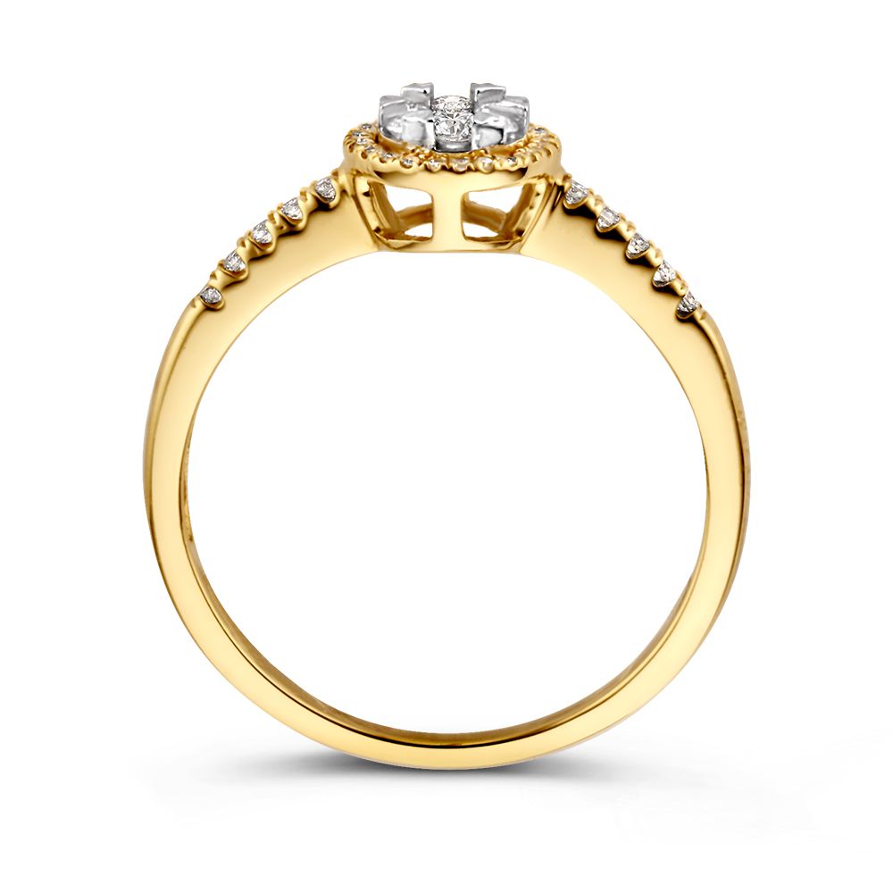 Anello Entourage con Diamanti Bicolore da Donna 14 Carati Oro Giallo/Bianco con Diamante Ovale 0.24ct