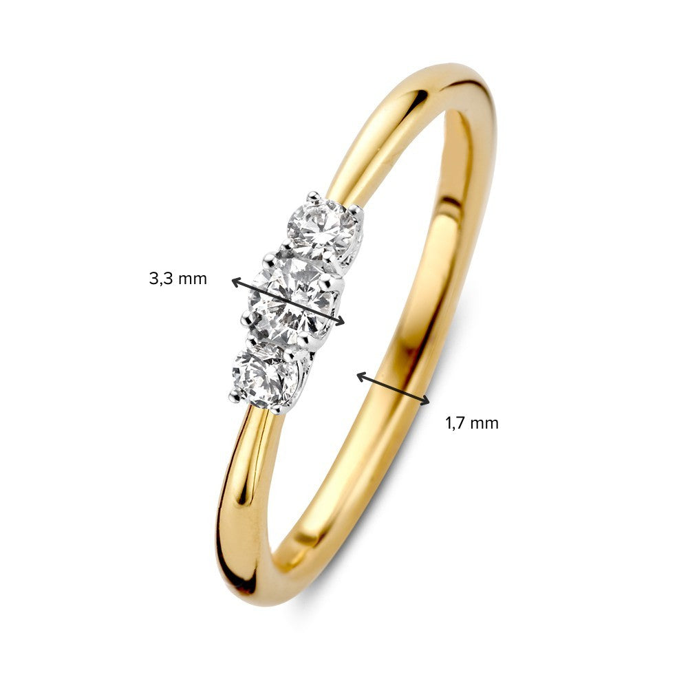 Elegante Anello Trilogy Bicolore con Diamanti – 0,24 ct